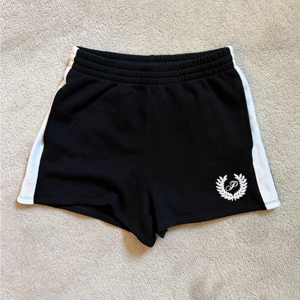 Victoria's Secret PINK Ivy Fleece Relaxed Campus High Rise black Shorts striped